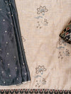 Tussar Grey Cotton Unstitched Salwar Suit With Cotton Dupatta