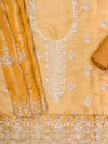 Mustard Organza Unstitched Salwar Suit With Organza Dupatta