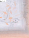 White Peach Cotton Unstitched Salwar Suit With Cotton Dupatta