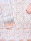 White Peach Cotton Unstitched Salwar Suit With Cotton Dupatta