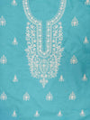 Sky Blue Cotton Unstitched Salwar Suit With Cotton Dupatta