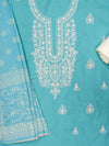 Sky Blue Cotton Unstitched Salwar Suit With Cotton Dupatta
