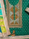 Bottle Green Dola Unstitched Salwar Suit With Dola Dupatta