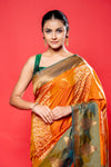 Mehendi Rust South Silk Printed Saree With Unstitched Blouse