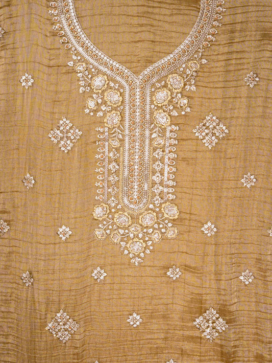 Mehndi Organza Unstitched Salwar Suit With Organza Dupatta