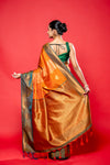Mehendi Rust South Silk Printed Saree With Unstitched Blouse