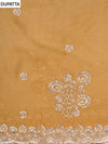 Mustard Organza Unstitched Salwar Suit With Chiffon Dupatta