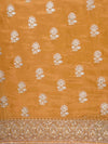 Mustard Organza Unstitched Salwar Suit With Chiffon Dupatta
