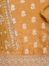 Mustard Organza Unstitched Salwar Suit With Chiffon Dupatta