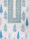 Off White Grey Cotton Unstitched Salwar Suit With Cotton Dupatta