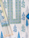 Off White Grey Cotton Unstitched Salwar Suit With Cotton Dupatta