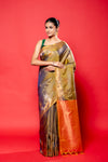 Mehndi South Silk Saree With Unstitched Blouse