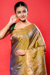 Mehndi South Silk Saree With Unstitched Blouse