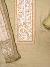 Pista Cotton Unstitched Salwar Suit With Chiffon Dupatta
