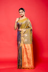 Mehndi South Silk Saree With Unstitched Blouse