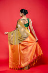 Mehndi South Silk Saree With Unstitched Blouse