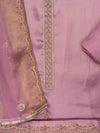 Mauve Organza Unstitched Salwar Suit With Organza Dupatta