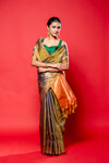 Mehndi South Silk Saree With Unstitched Blouse