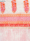 White Coral Cotton Unstitched Salwar Suit With Cotton Dupatta