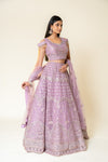 Onion Bead, Chandla, Mirror, Sequence & Threadwork Net Lehenga Set With Net Dupatta