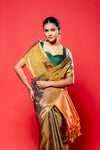 Mehndi South Silk Saree With Unstitched Blouse