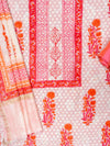 White Coral Cotton Unstitched Salwar Suit With Cotton Dupatta