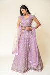 Onion Bead, Chandla, Mirror, Sequence & Threadwork Net Lehenga Set With Net Dupatta