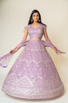 Onion Bead, Chandla, Mirror, Sequence & Threadwork Net Lehenga Set With Net Dupatta