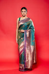 Rama Magenta South Silk Patola Printed Saree With Unstitched Blouse