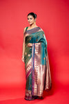 Rama Magenta South Silk Patola Printed Saree With Unstitched Blouse