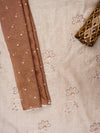 Tussar Brown Cotton Unstitched Salwar Suit With Cotton Dupatta