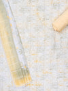 White Mustard Cotton Unstitched Salwar Suit With Cotton Dupatta