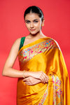 Musturd Satin Digital Printed Saree With Unstitched Blouse