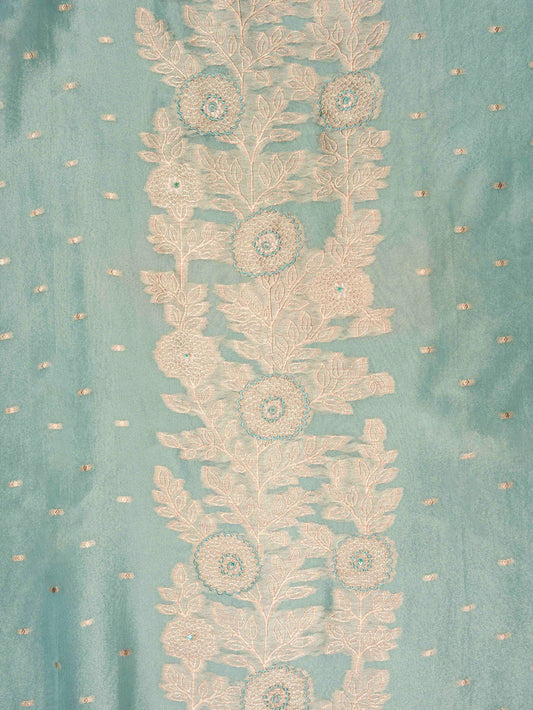 Mint Green Shimmer Unstitched Salwar Suit With Shimmer Dupatta