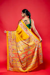 Musturd Satin Digital Printed Saree With Unstitched Blouse