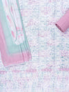 White Mauve Cotton Unstitched Salwar Suit With Cotton Dupatta