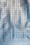 Grey Silk Saree With Unstitched Blouse