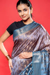 Grey Silk Saree With Unstitched Blouse