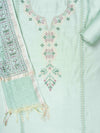 Sea Green Cotton Unstitched Salwar Suit With Cotton Dupatta