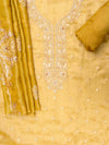 Mustard Organza Unstitched Salwar Suit With Organza Dupatta