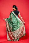 Mehndi Silk Printed Saree With Unstitched Blouse