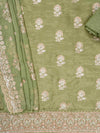 Pista Organza Unstitched Salwar Suit With Chiffon Dupatta
