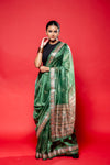 Mehndi Silk Printed Saree With Unstitched Blouse