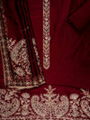 Maroon Crepe Unstitched Salwar Suit With Crepe Dupatta