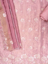 Mauve Organza Unstitched Salwar Suit With Organza Dupatta