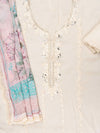 Off White Organza Unstitched Salwar Suit With Chiffon Dupatta