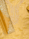 Mustard Organza Unstitched Salwar Suit With Organza Dupatta
