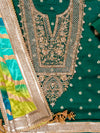 Bottle Green Dola Unstitched Salwar Suit With Dola Dupatta