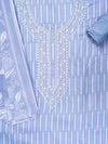 Grey Cotton Unstitched Salwar Suit With Cotton Dupatta