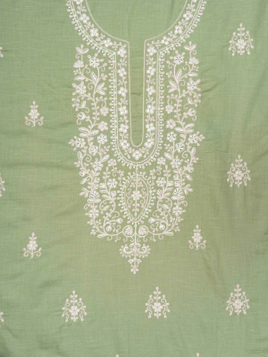 Pista Cotton Unstitched Salwar Suit With Cotton Dupatta